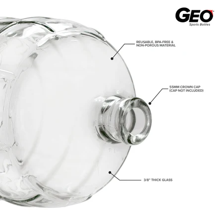 Glass Bottle, Carboy Bottle, with Crown Top Cap, Geo - Image 6